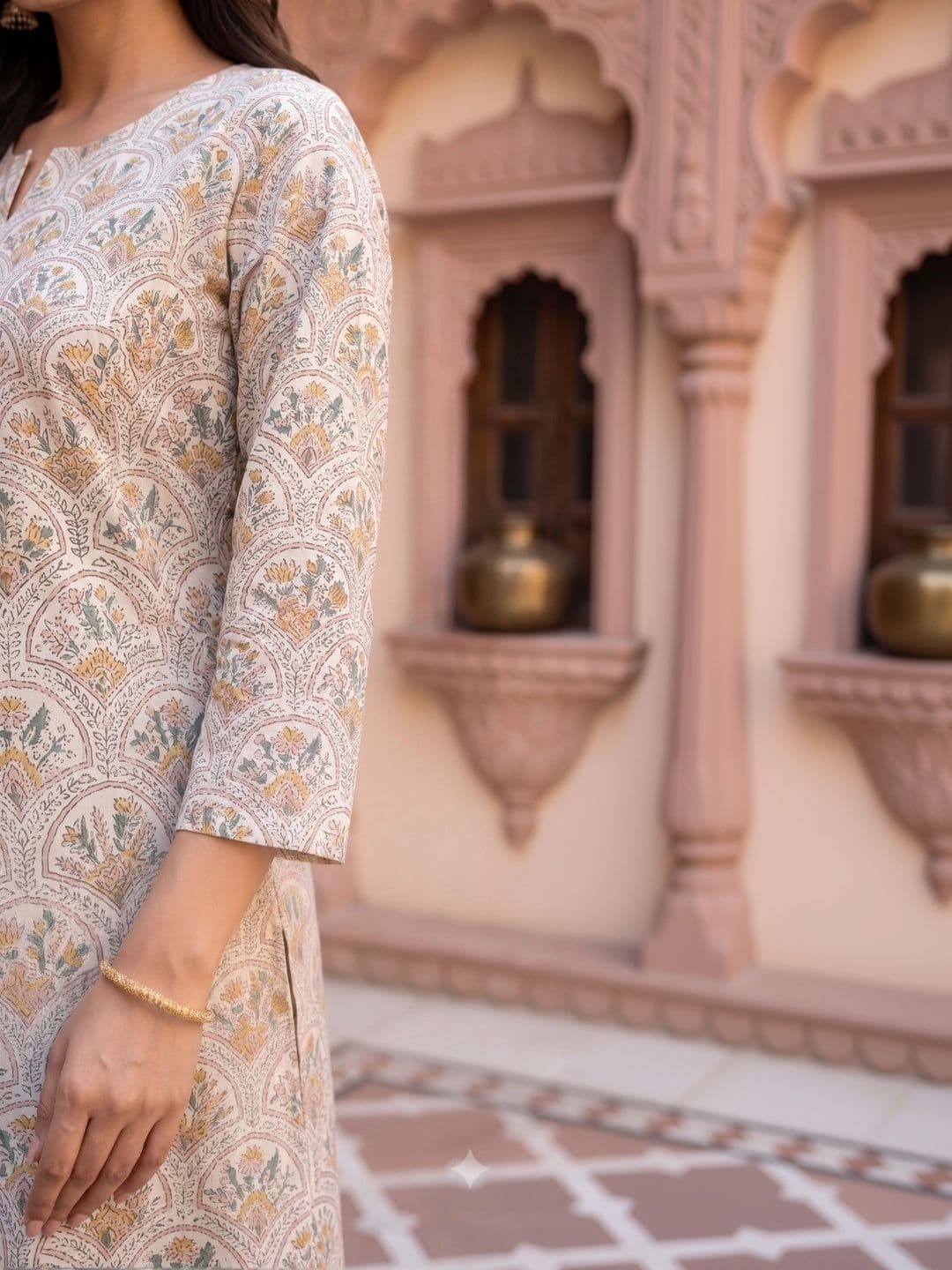 KALINI Women Ethnic Motifs Printed Regular Pure Cotton Kurta with Palazzos thumbnail 5