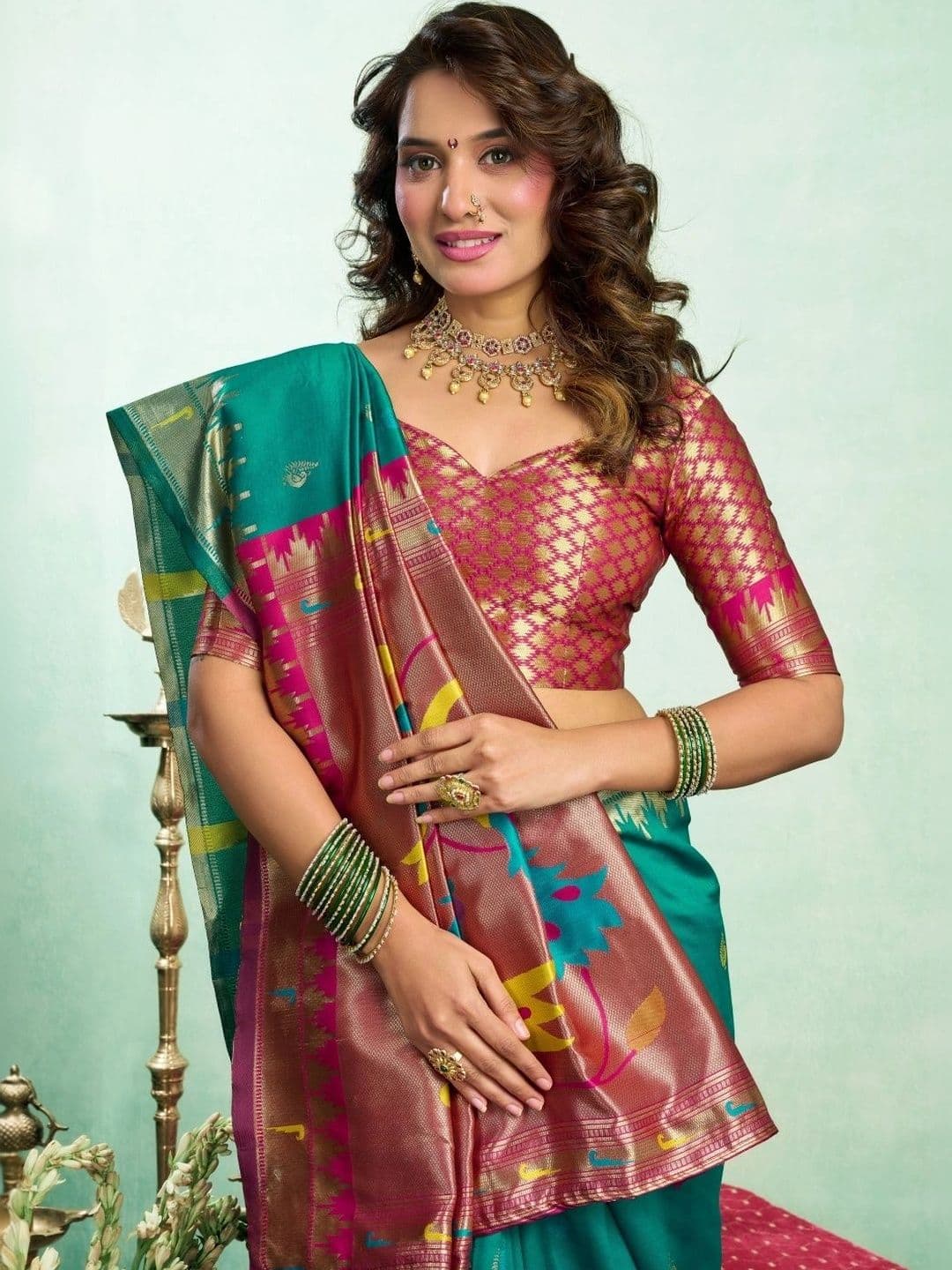 BORAD FASHION Woven Design Zari Silk Blend Designer Paithani Saree thumbnail 5