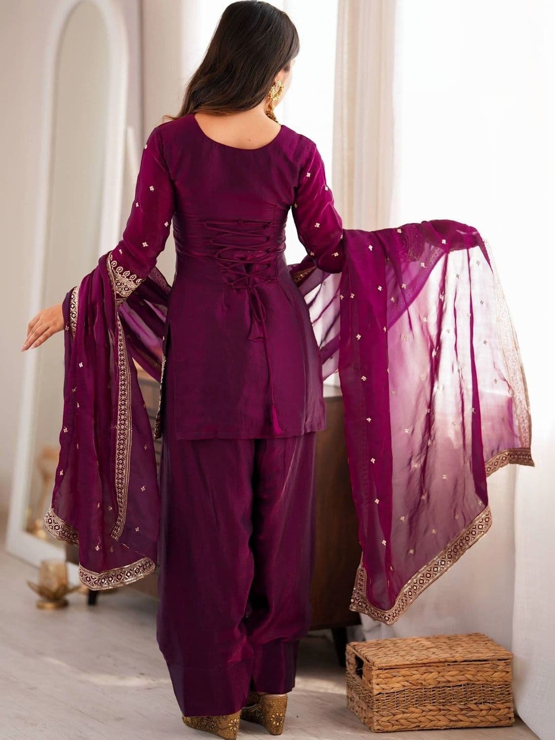 SAJAVAT ETHENIC WEAR Women Ethnic Motifs Embroidered Regular Kurta with Patiala & With Dupatta thumbnail 7