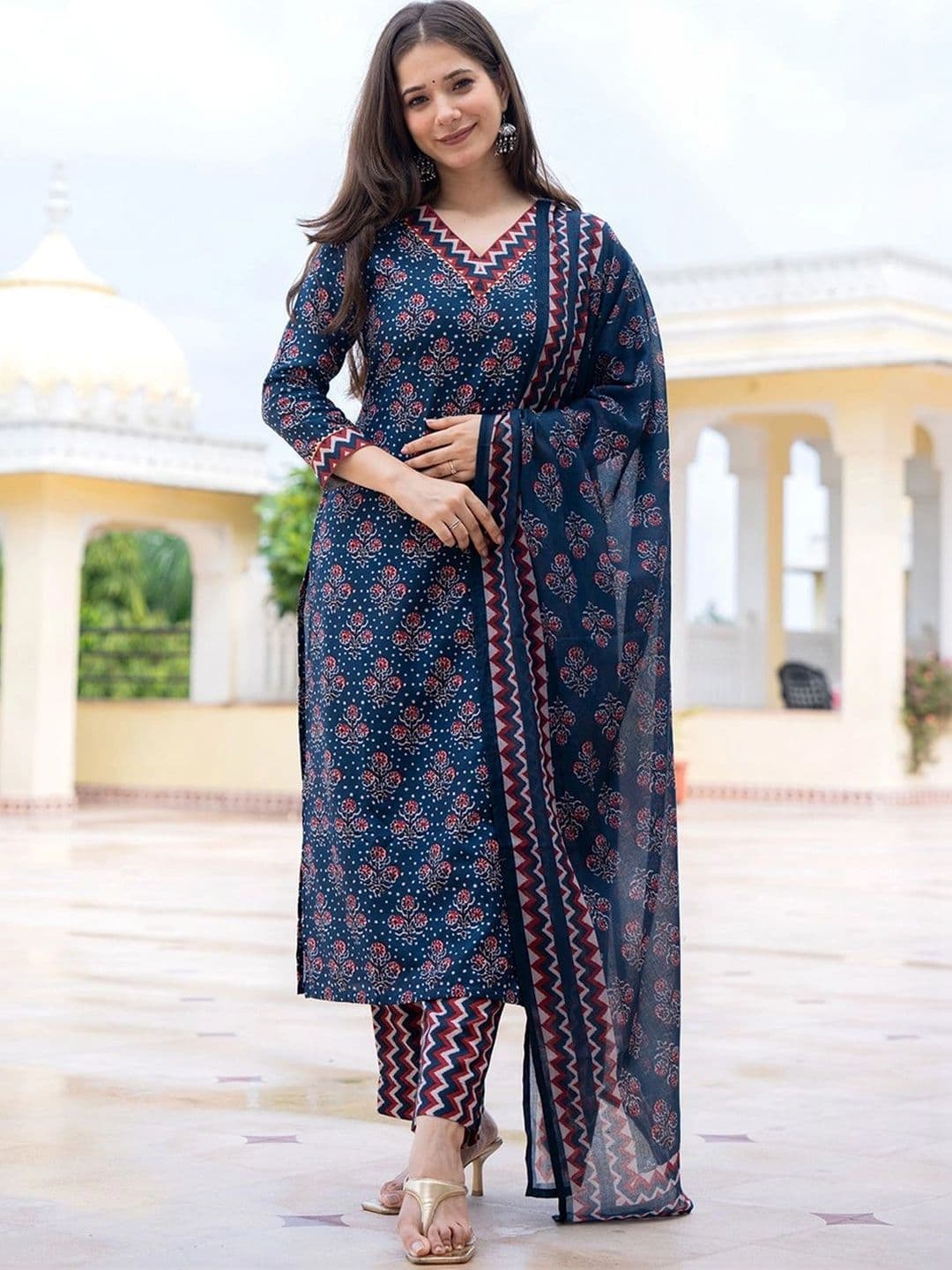 all about you Women Ethnic Motifs Printed Regular Kurta with Trousers & With Dupatta - view 1