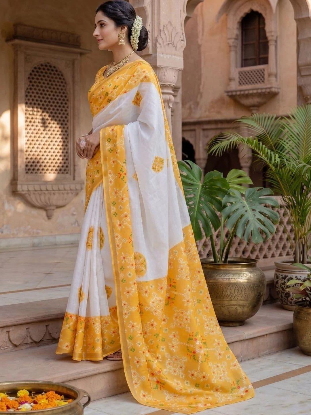BORAD FASHION Bandhani Designer Chanderi Saree thumbnail 4