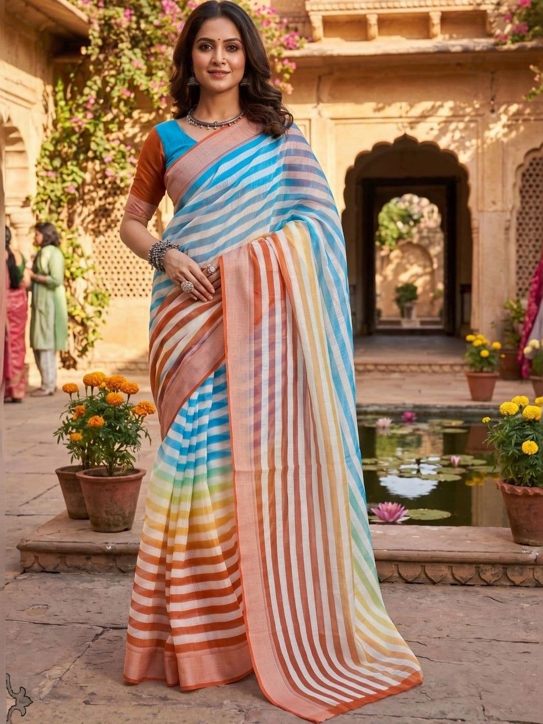 BORAD FASHION Ombre Designer Chanderi Saree - view 1