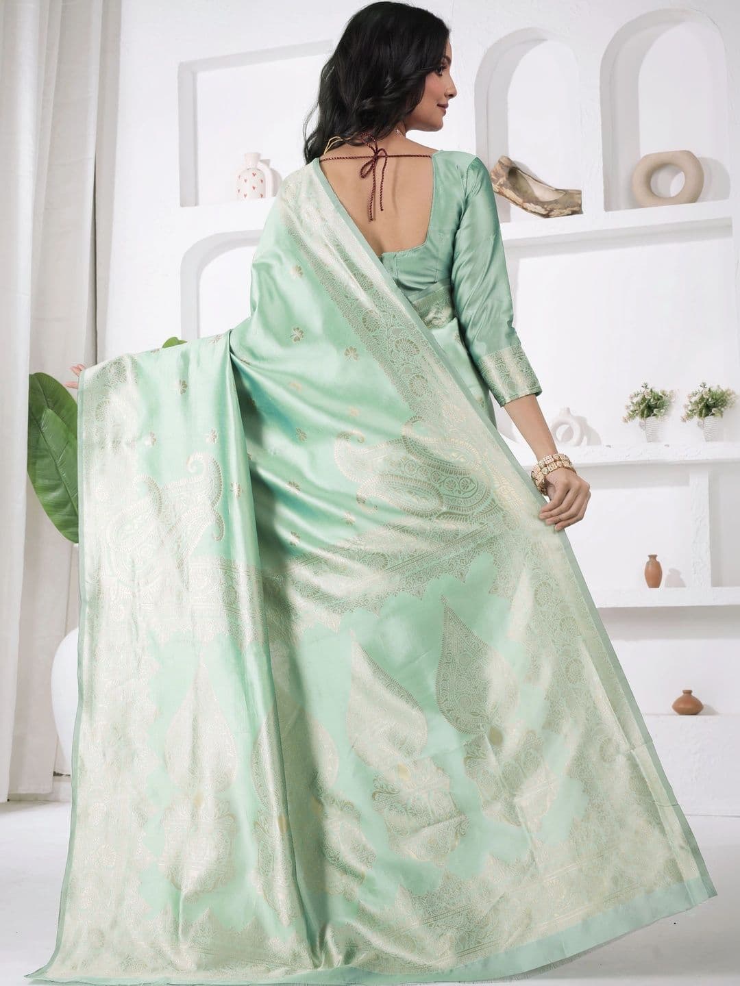 revika Woven Design Zari Art Silk Designer Kanjeevaram Saree thumbnail 3