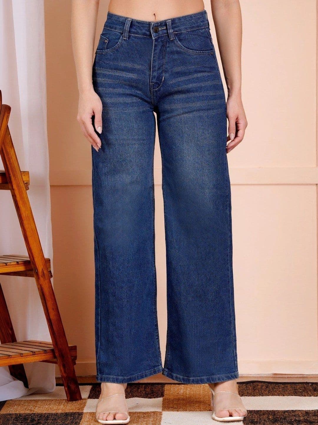 P.X.5 Women Classic Wide Leg High-Rise Light Fade Stretchable Jeans - view 1