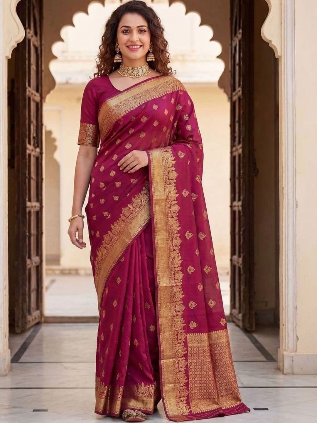 revika Woven Design Zari Art Silk Designer Kanjeevaram Saree - view 1