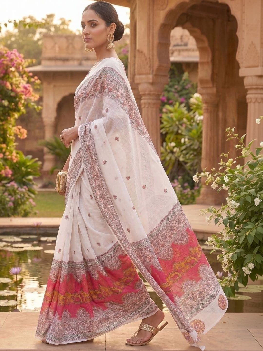 BORAD FASHION Floral Designer Chanderi Saree thumbnail 2