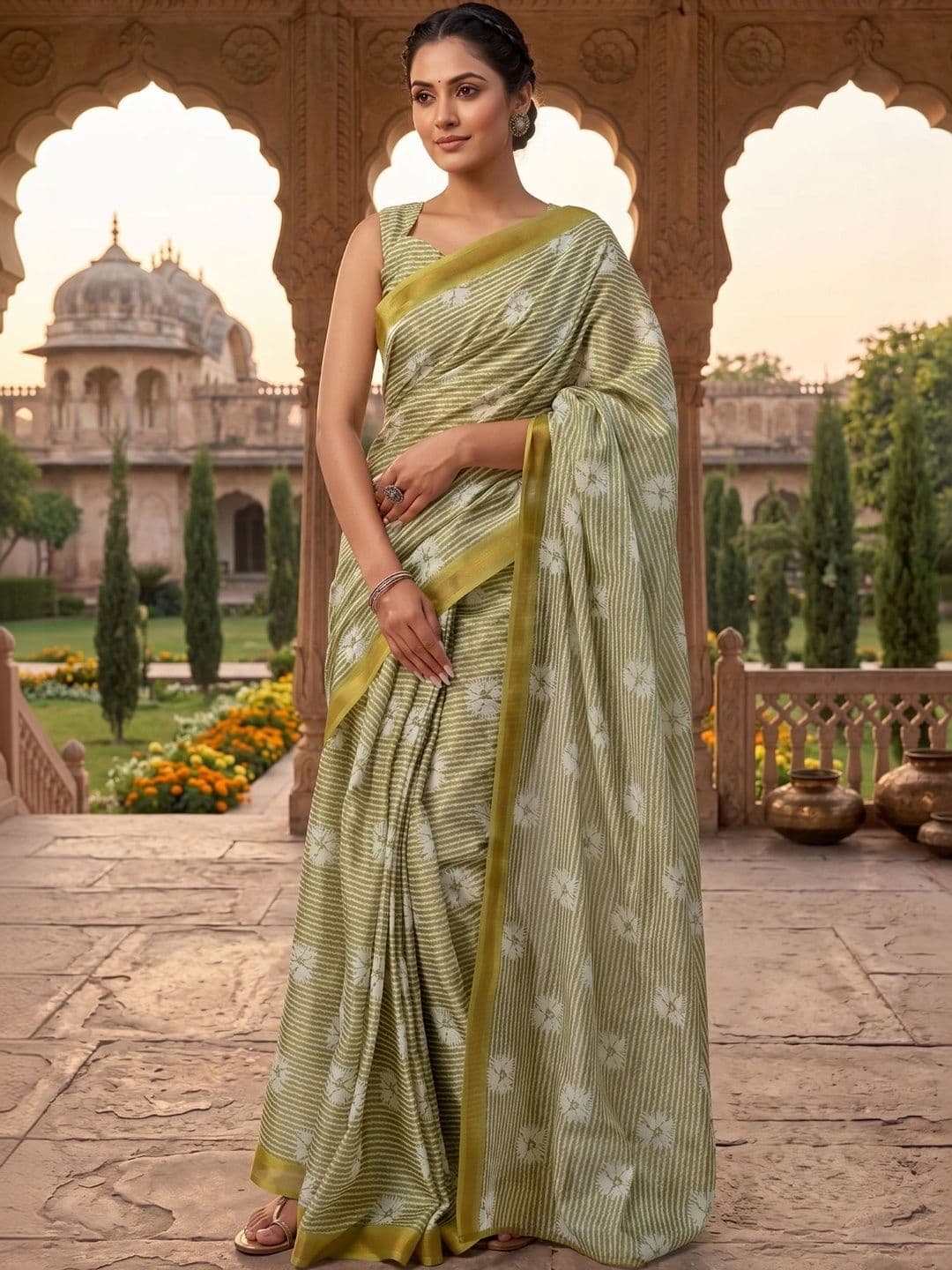 BORAD FASHION Women Floral Designer Chanderi Saree - view 1