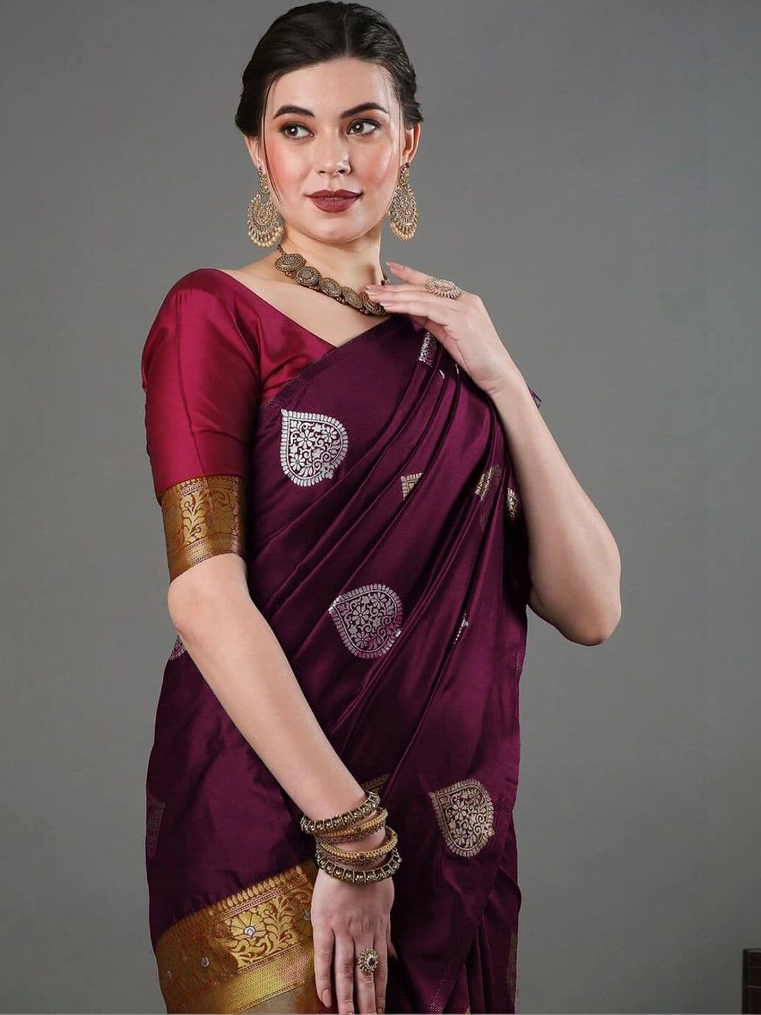 revika Woven Design Zari Art Silk Designer Kanjeevaram Saree thumbnail 4