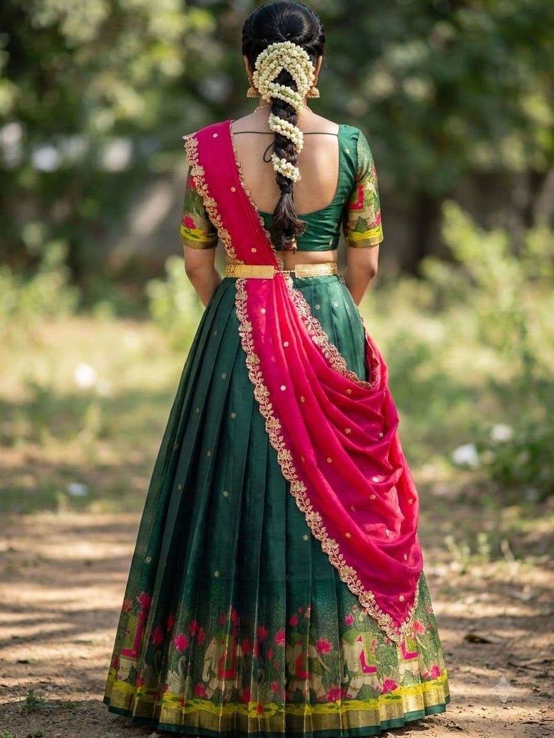 Fabcartz Embroidered Semi-Stitched Lehenga & Unstitched Blouse With Dupatta thumbnail 2