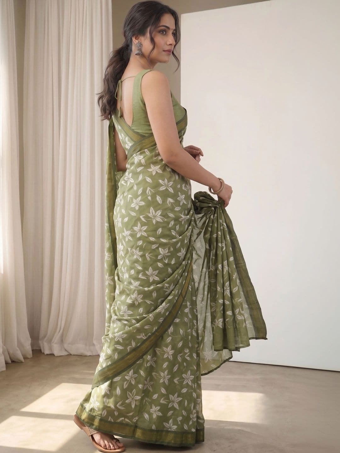 BORAD FASHION Floral Designer Chanderi Saree thumbnail 4