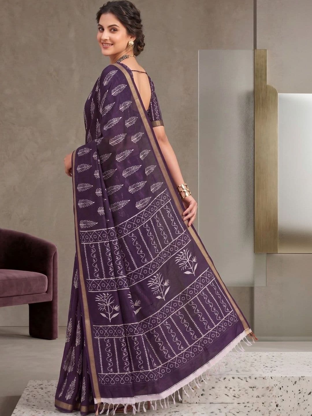 BORAD FASHION Designer Chanderi Saree thumbnail 2
