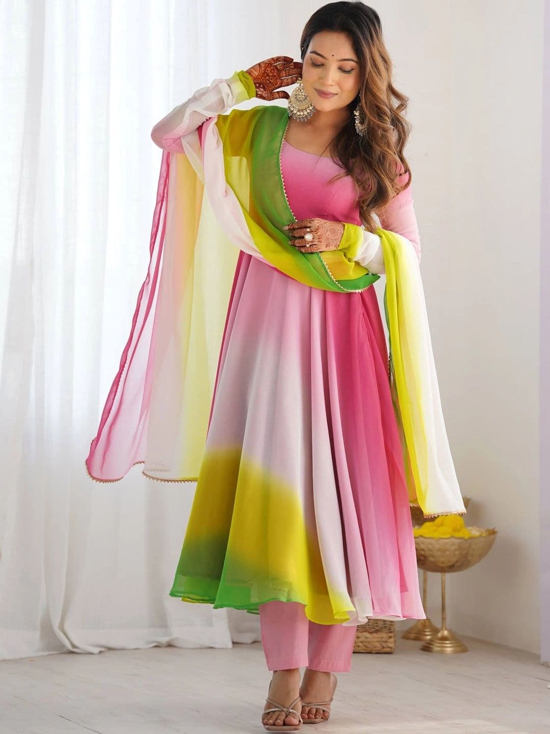 SAJAVAT ETHENIC WEAR Women Dyed Regular Kurta with Trousers & With Dupatta thumbnail 5
