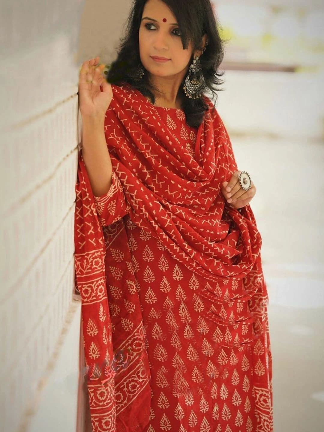 all about you Women Ethnic Motifs Printed Regular Kurta with Trousers & With Dupatta thumbnail 4