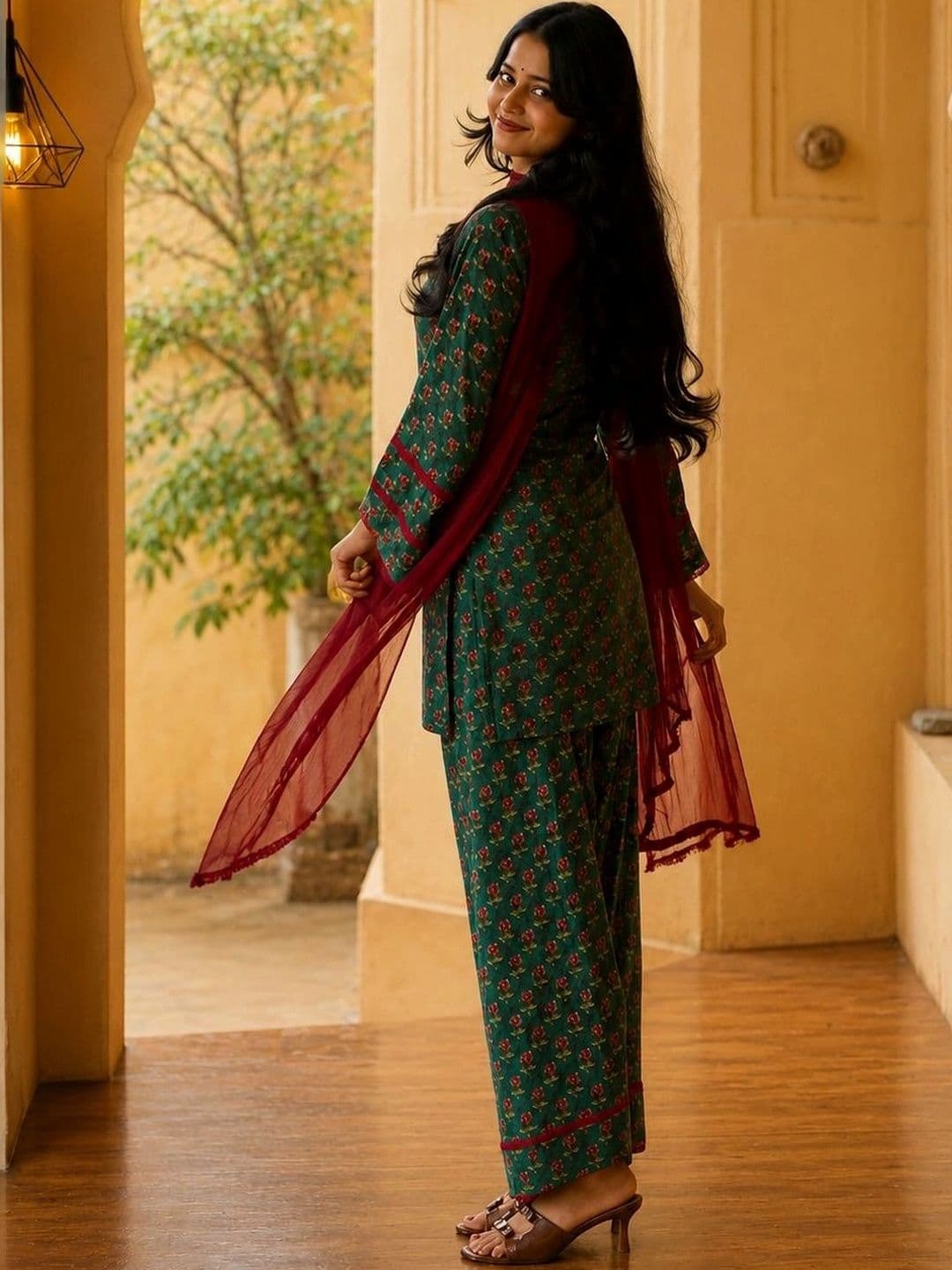 shreeram Women Floral Printed Regular Pure Cotton Kurta with Patiala & With Dupatta thumbnail 7