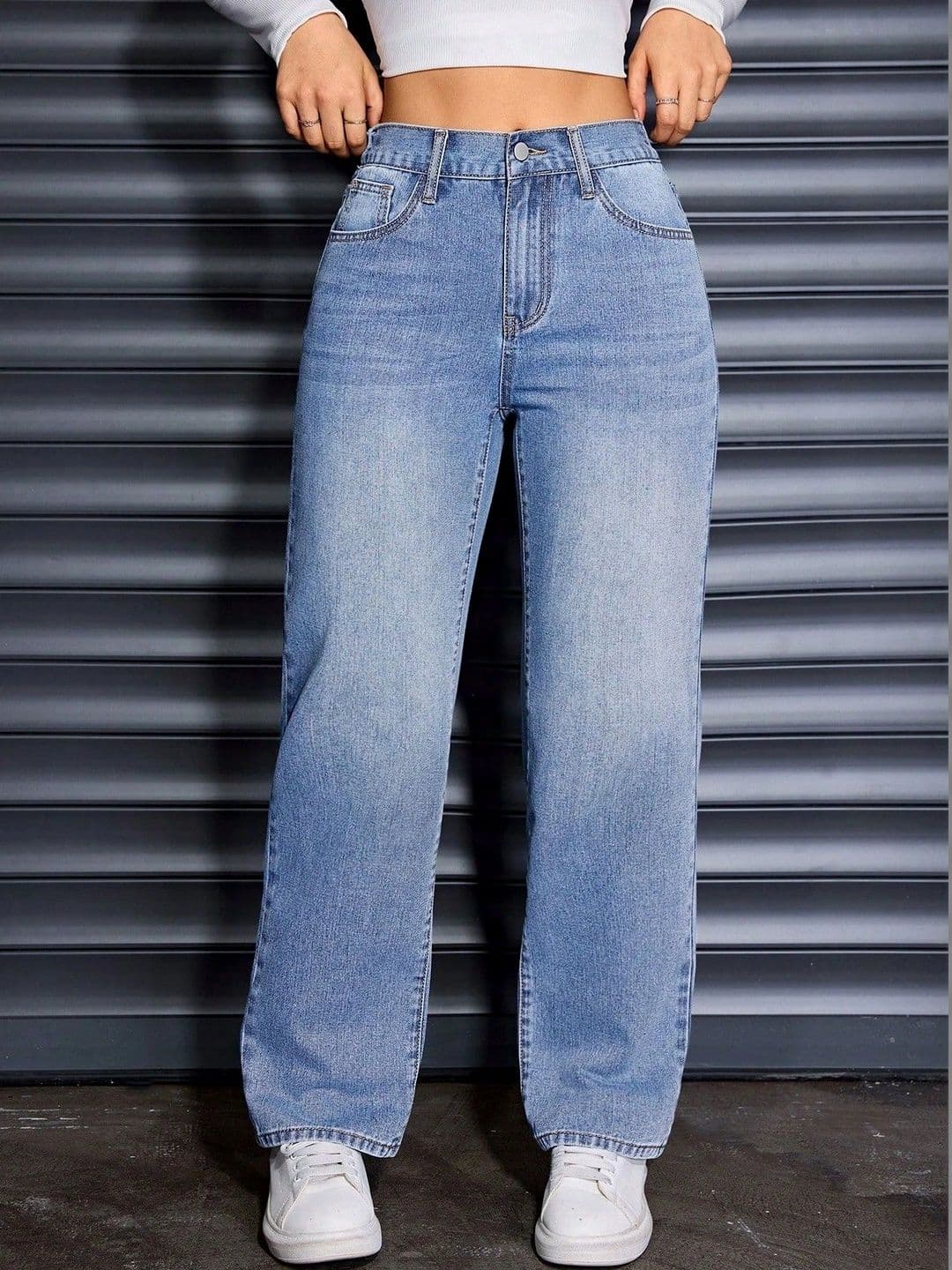 DENIMLOOK Women Flared High-Rise Light Fade Jeans - view 1