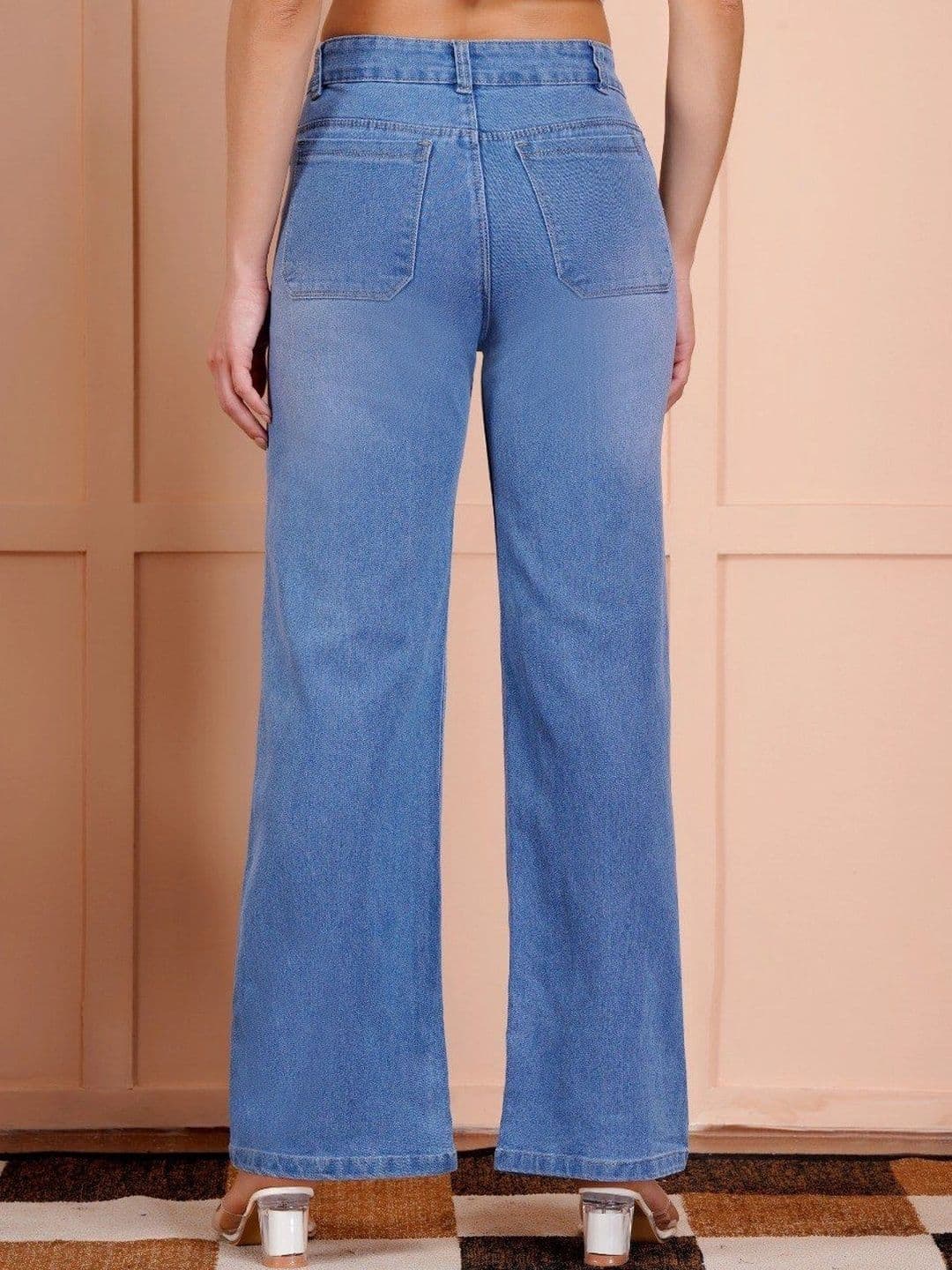P.X.5 Women Classic Wide Leg High-Rise Light Fade Stretchable Jeans thumbnail 4