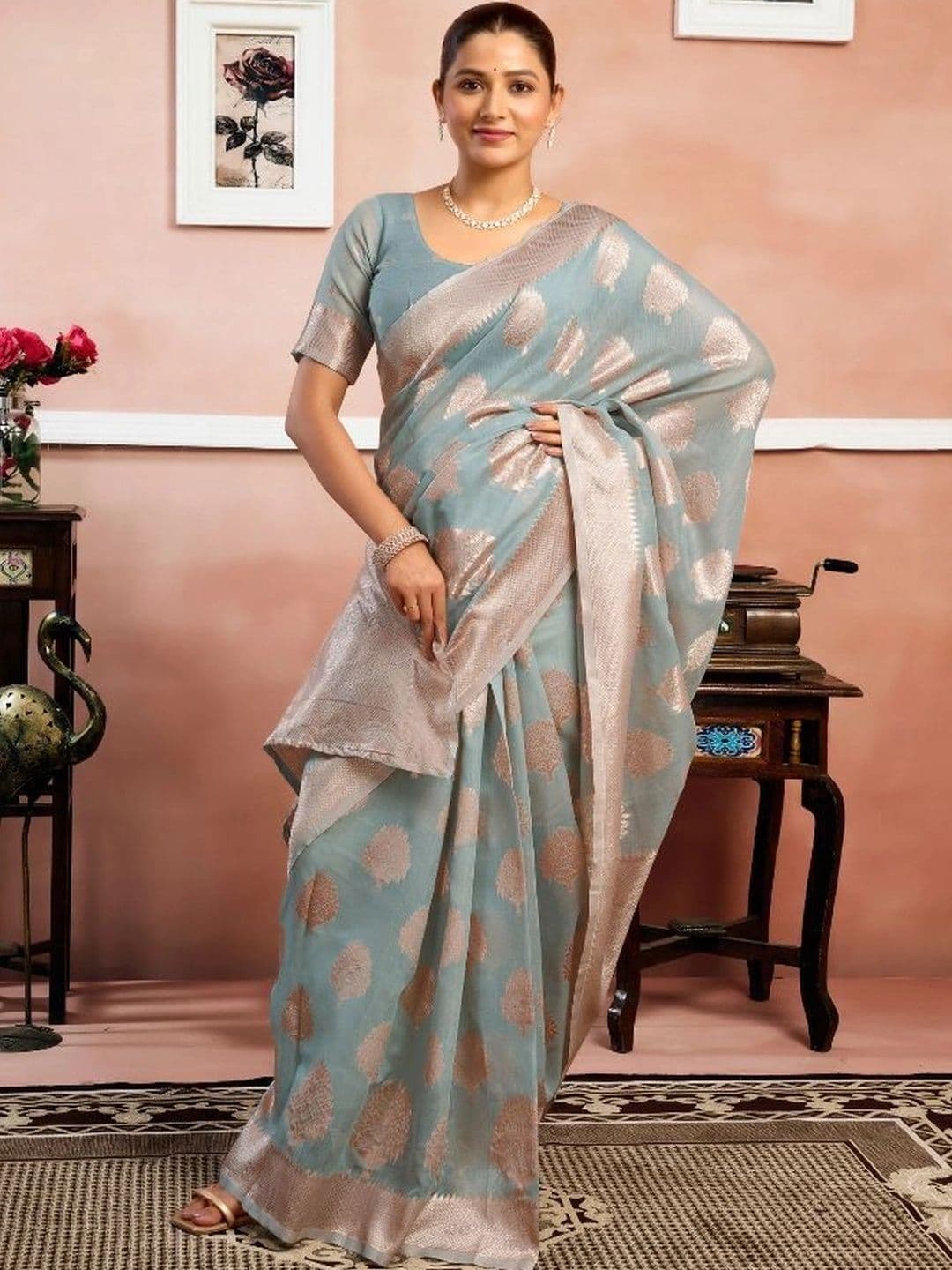 revika Woven Design Art Silk Designer Kanjeevaram Saree thumbnail 4