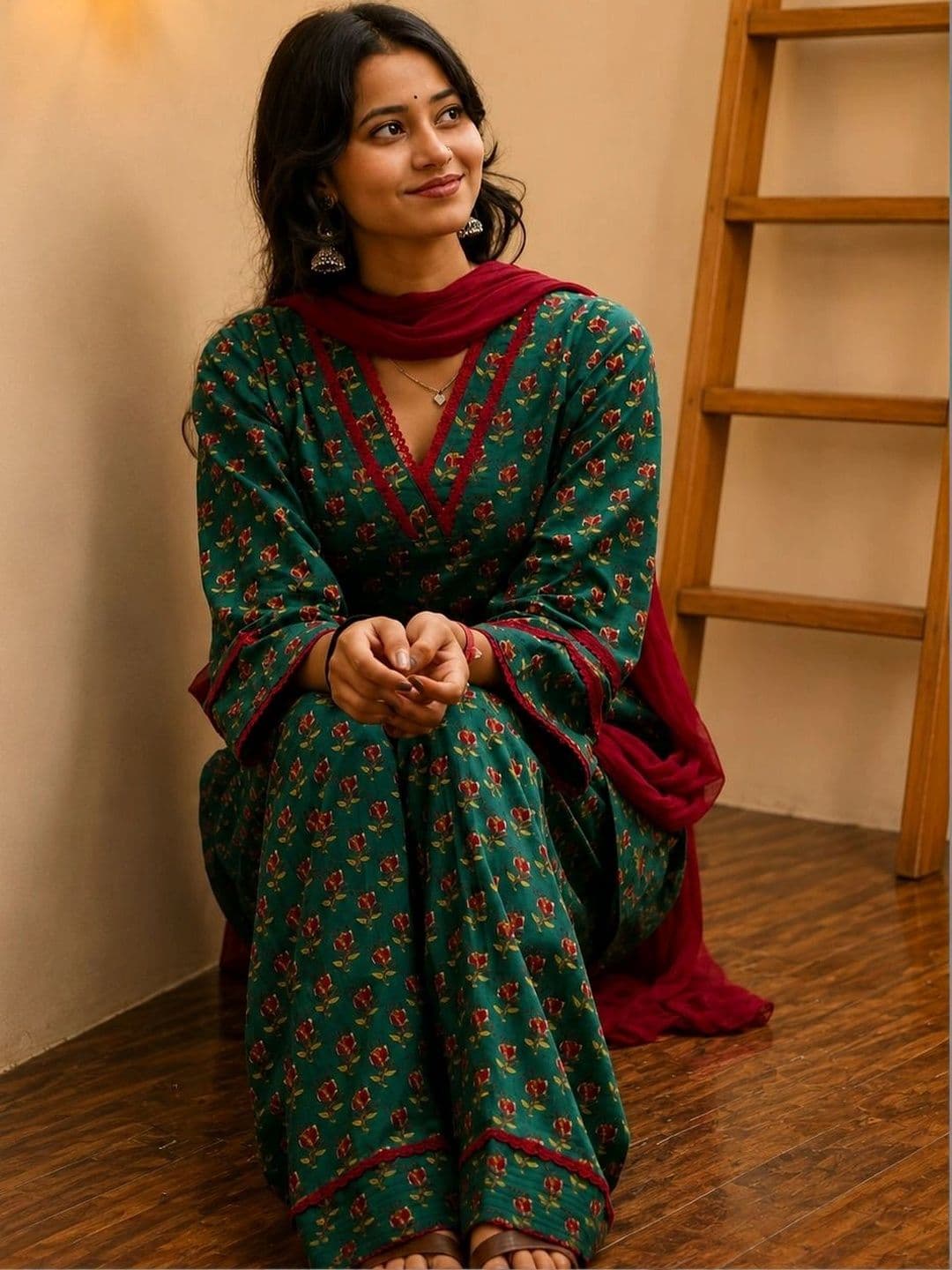 shreeram Women Floral Printed Regular Pure Cotton Kurta with Patiala & With Dupatta thumbnail 4