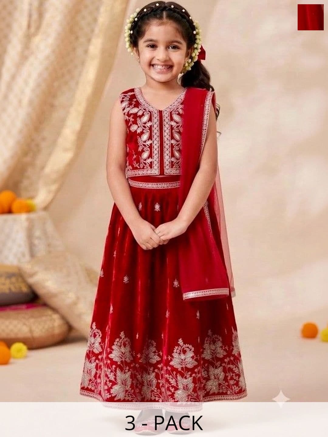 Smuktar garments EmbroideredV-Neck Lehenga & Blouse With Dupatta - view 1