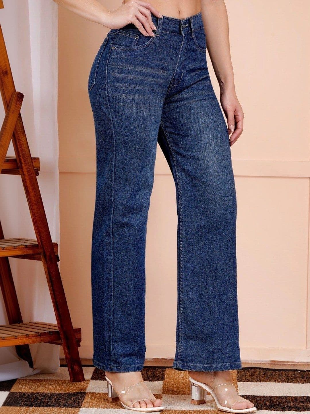 P.X.5 Women Classic Wide Leg High-Rise Light Fade Stretchable Jeans thumbnail 6