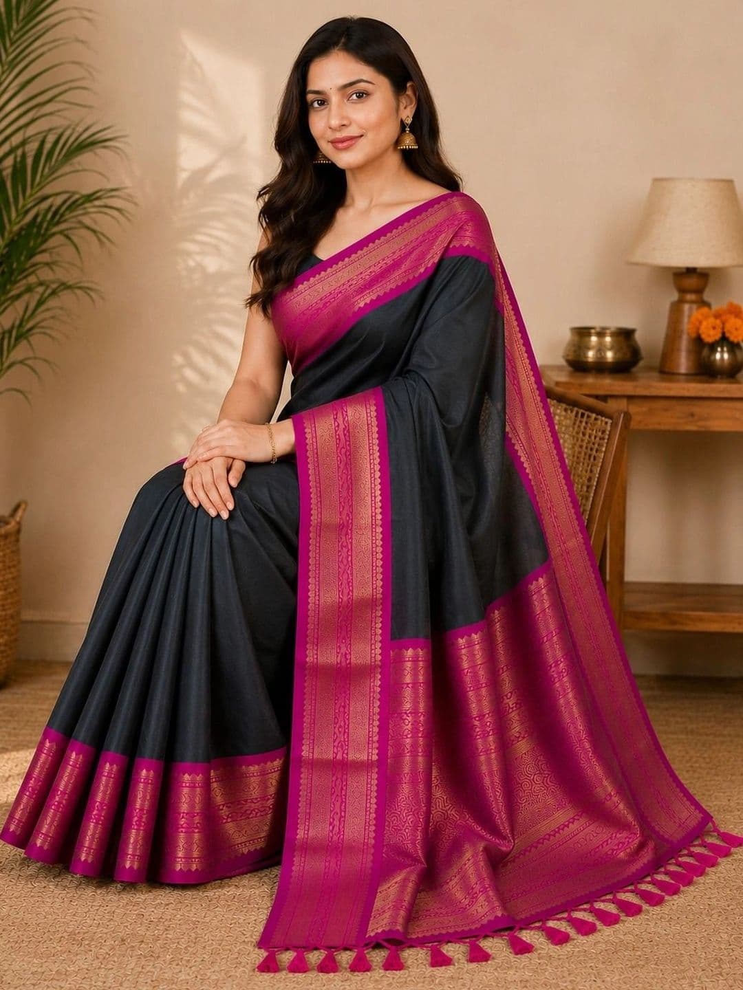 SARKAR TEXTILES Zari Khadi Saree thumbnail 2