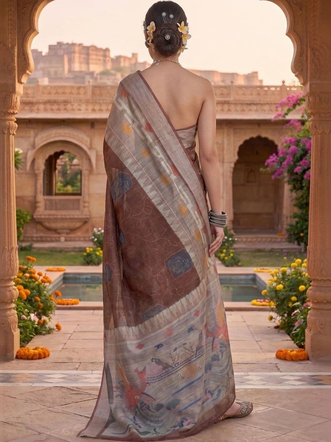 BORAD FASHION Designer Chanderi Saree thumbnail 4