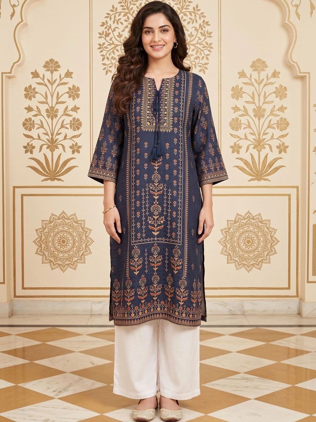 House of Pataudi Women Ethnic Motifs Printed Indie Prints Kurta - view 1