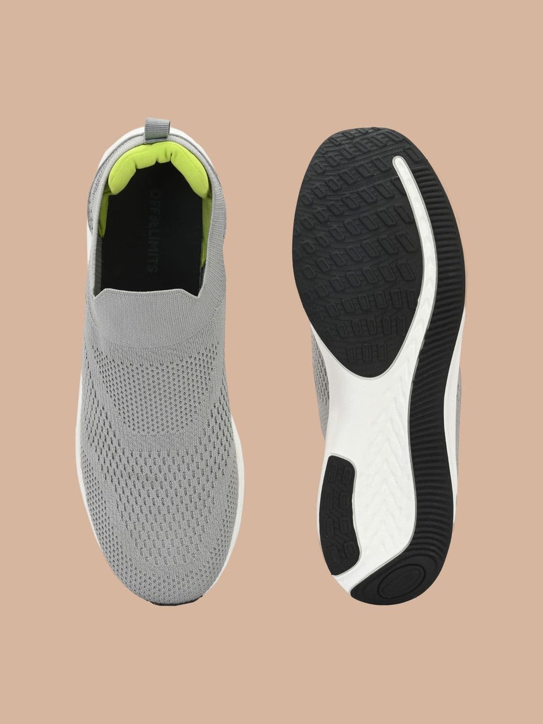 OFF LIMITS Men Grey Textured Mesh Non-Marking Walking Shoes thumbnail 2