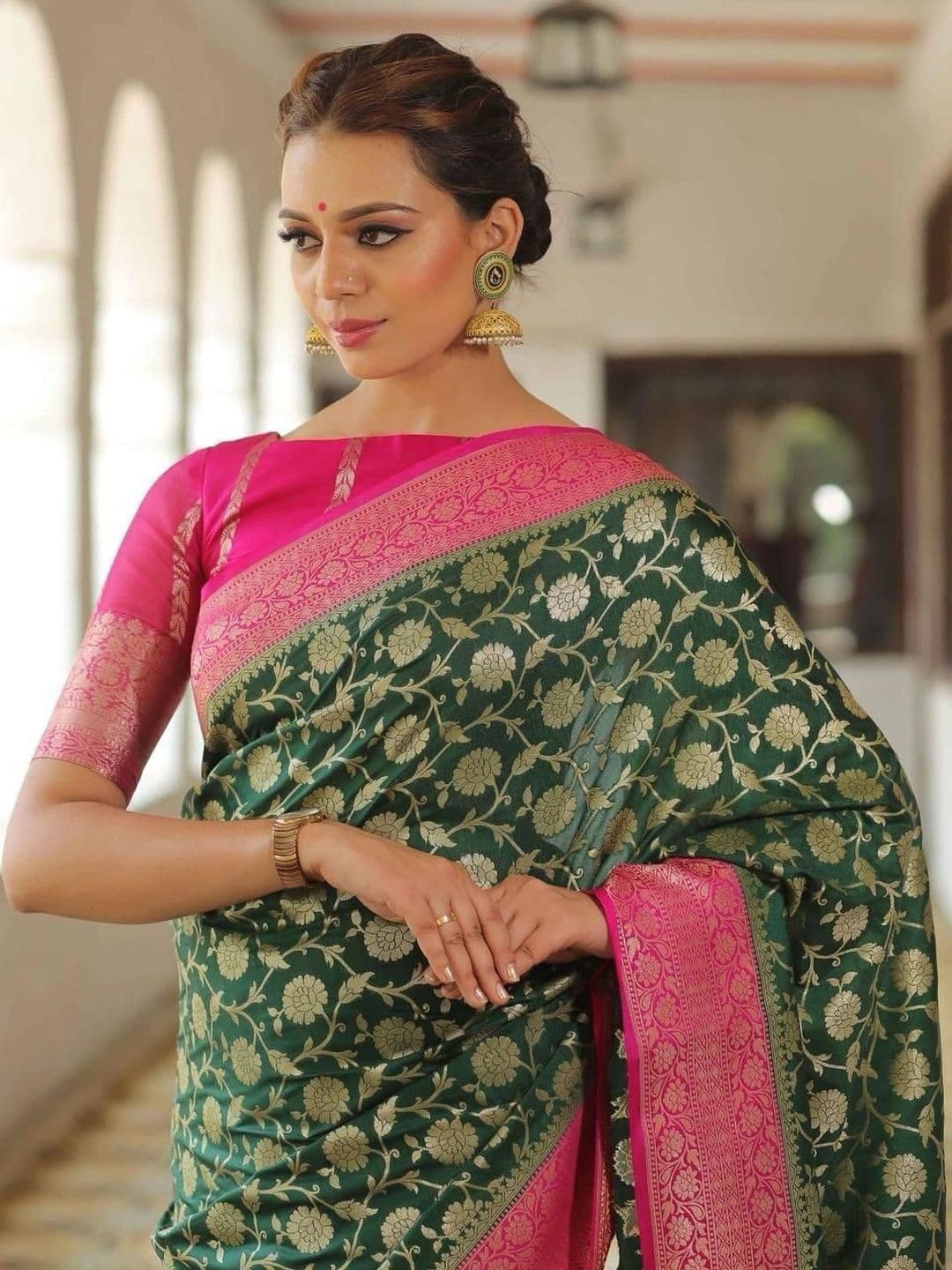 revika Woven Design Zari Art Silk Designer Kanjeevaram Saree thumbnail 3