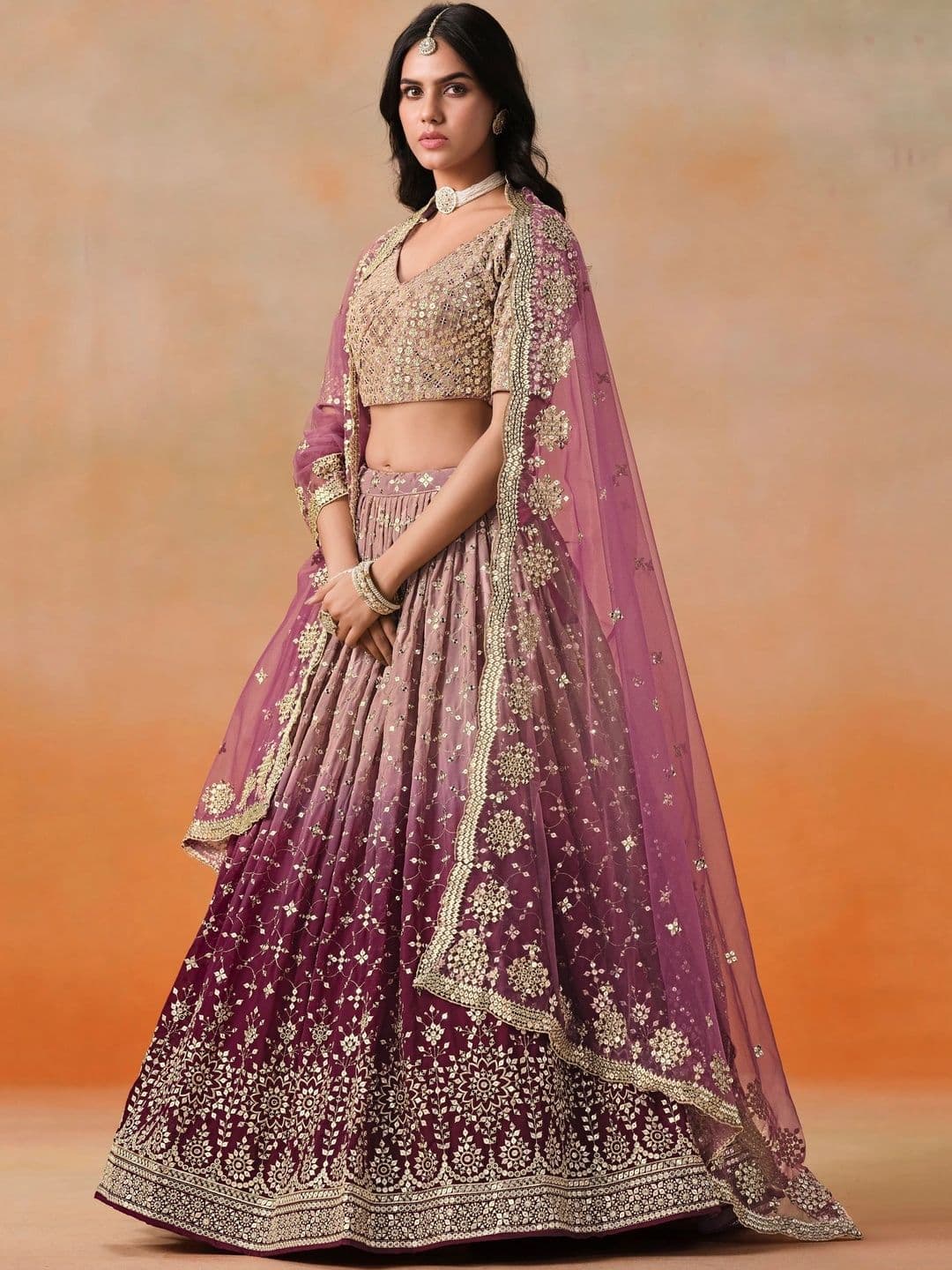 Zeel Clothing Embellished Sequinned Semi-Stitched Lehenga & Unstitched Blouse With Dupatta thumbnail 2