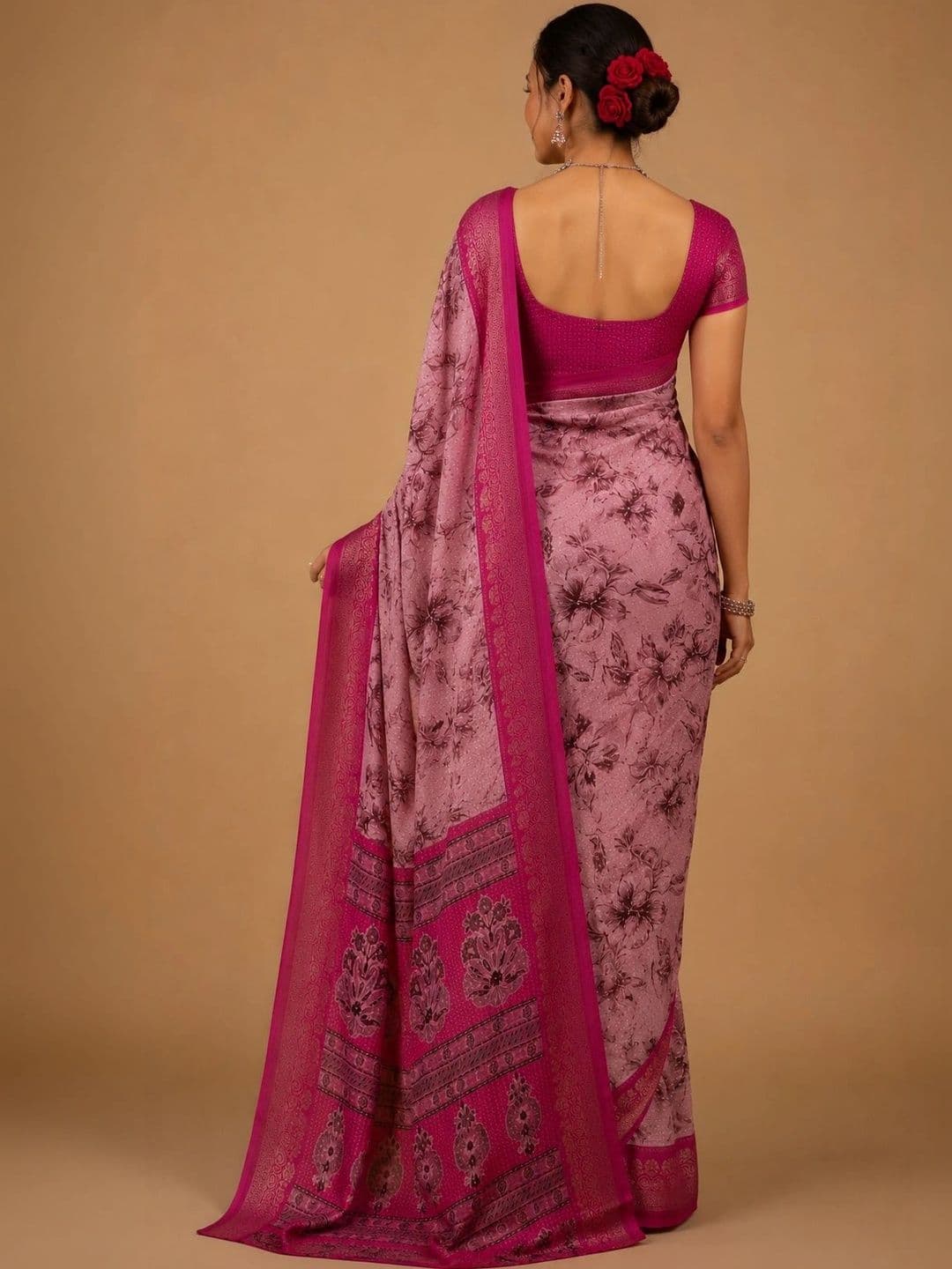 RegalDrapes Floral Zari Pure Georgette Saree thumbnail 3