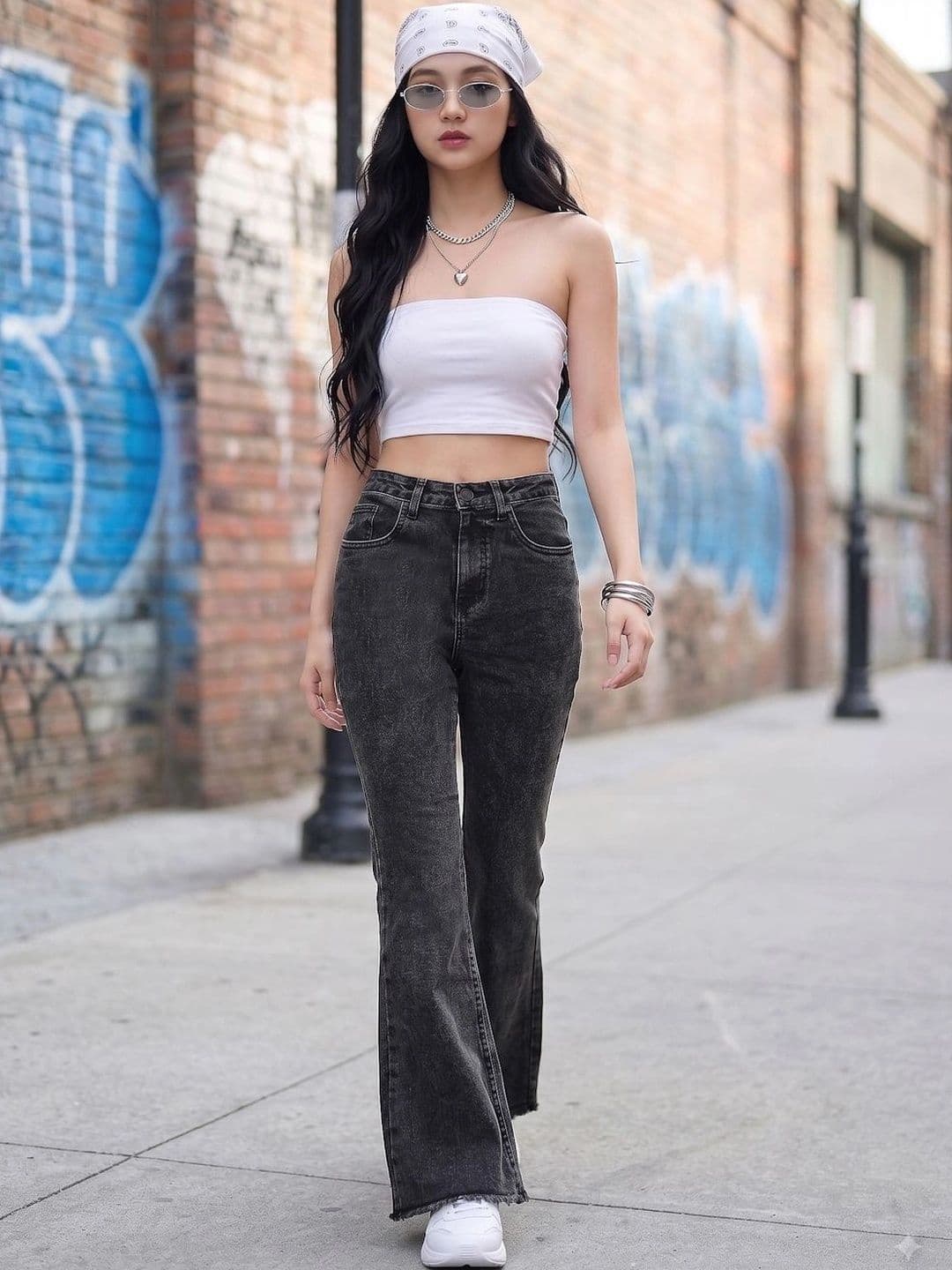 Style Quotient Women Classic Wide Leg High-Rise Stretchable Jeans thumbnail 3