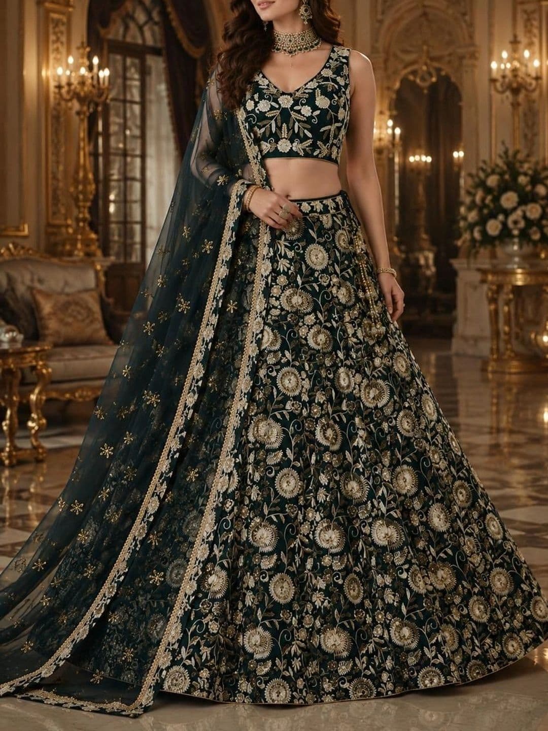 Indi Kal Embroidered Ready to Wear Lehenga & Blouse With Dupatta - view 1