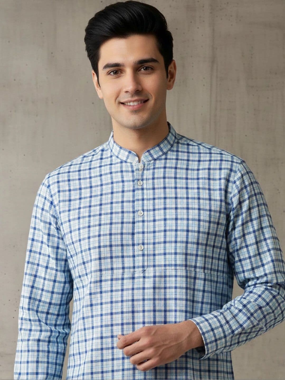 Anouk Men Checked Kurta thumbnail 5