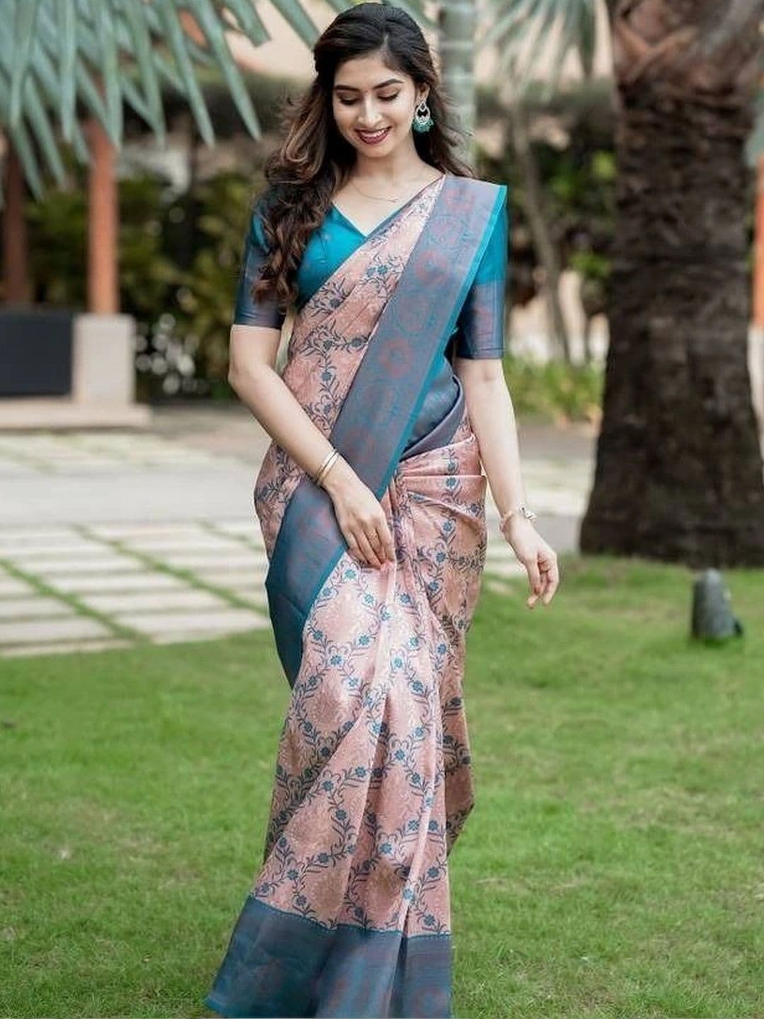 Owee Woven Design Zari Silk Blend Designer Saree - view 1