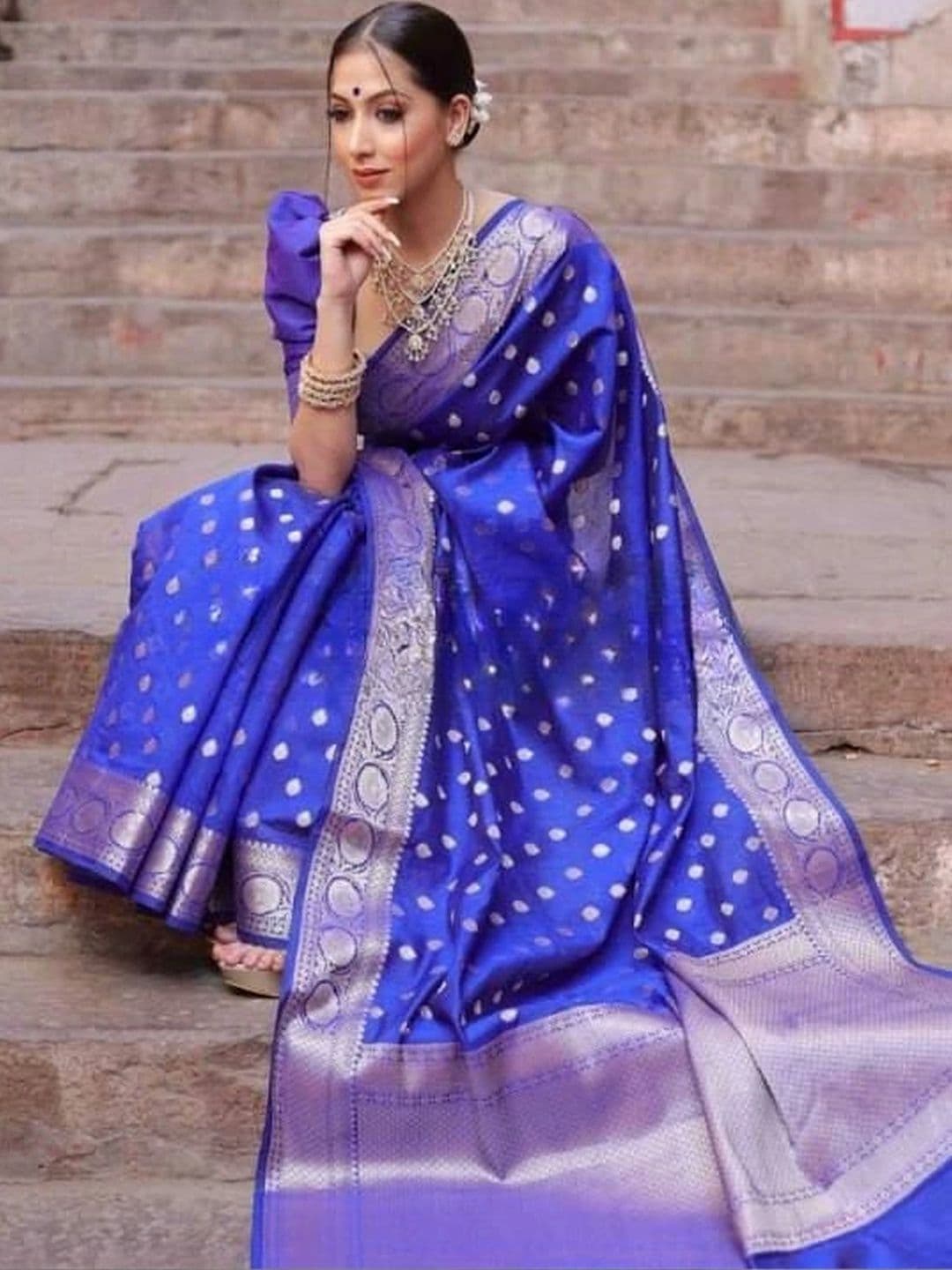 revika Woven Design Zari Art Silk Designer Kanjeevaram Saree thumbnail 4