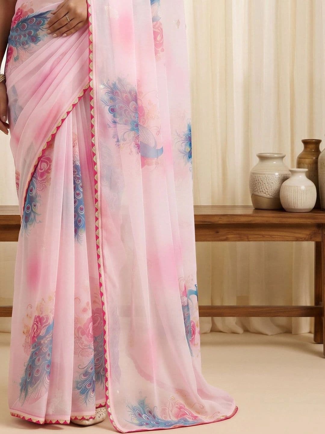 Saree mall Embellished Gotta Patti Poly Georgette Designer Sarees thumbnail 4