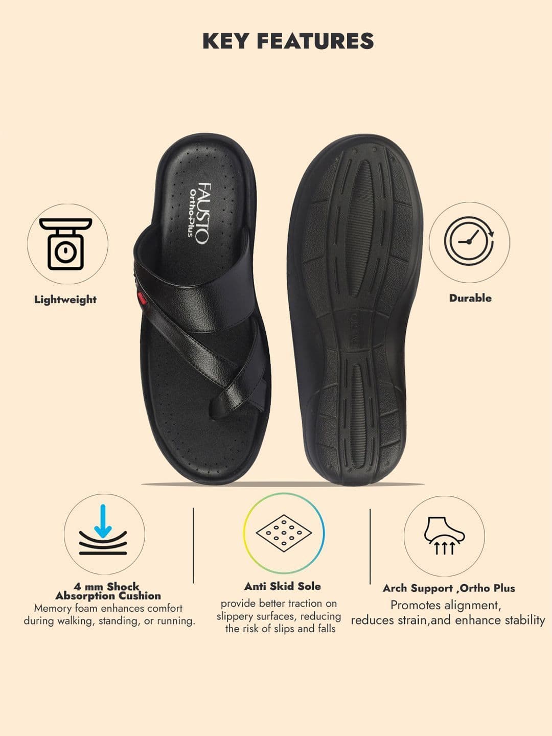 FAUSTO Men PU Comfort Sandals thumbnail 6