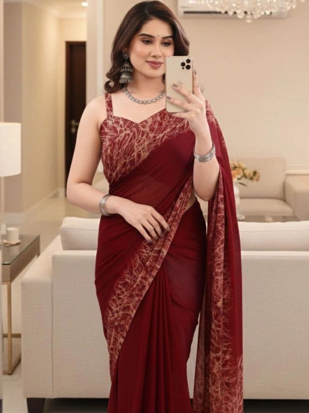Owee Pure Chiffon Designer Saree thumbnail 5