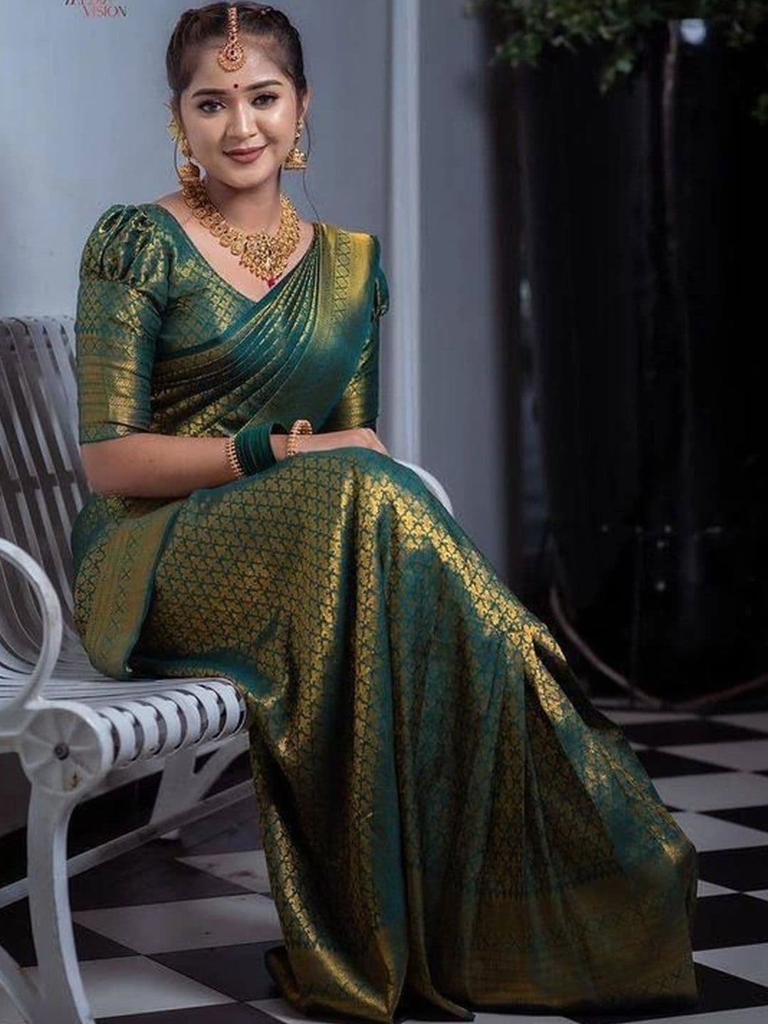revika Woven Design Zari Art Silk Designer Kanjeevaram Saree thumbnail 4
