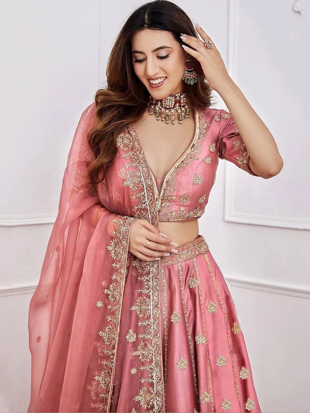 Zeel Clothing Embroidered Semi-Stitched Lehenga & Unstitched Blouse With Dupatta thumbnail 6