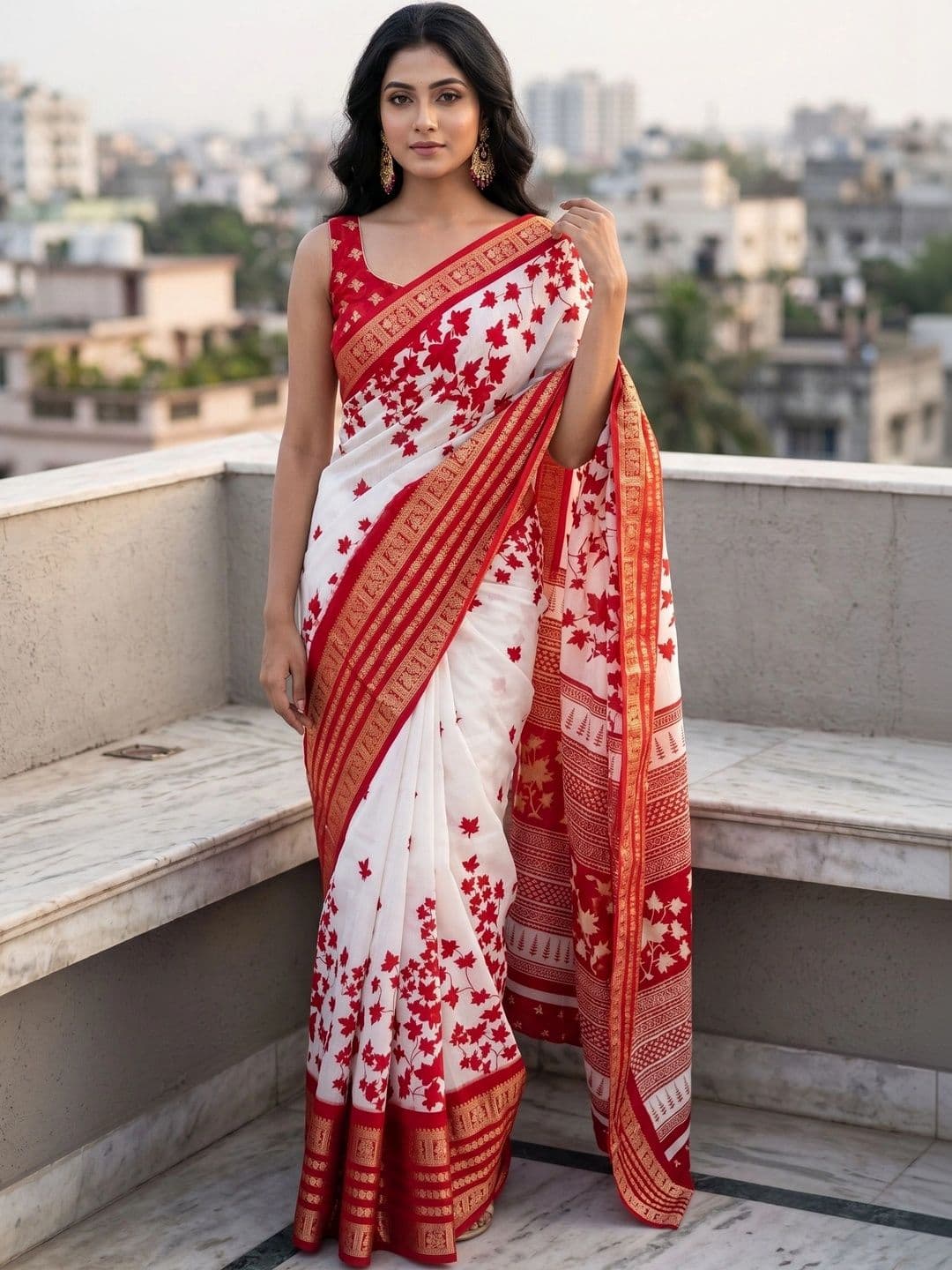 Owee Floral Zari Silk Blend Designer Saree - view 1