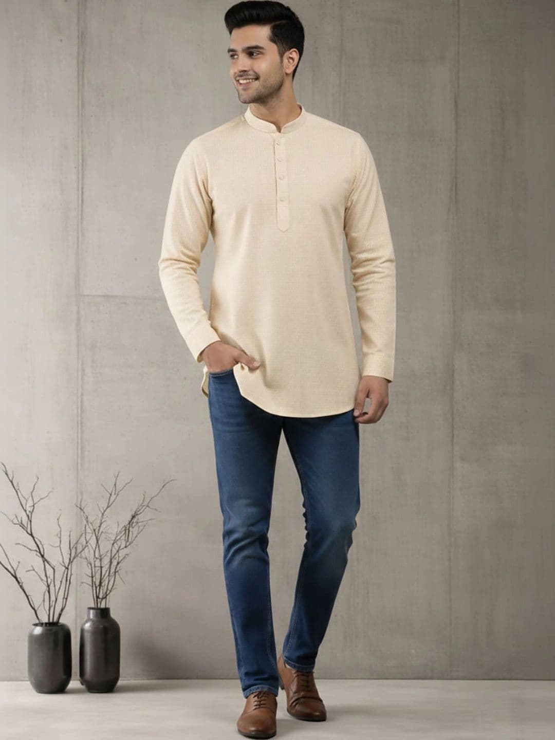 Anouk Men Checked Kurta thumbnail 2