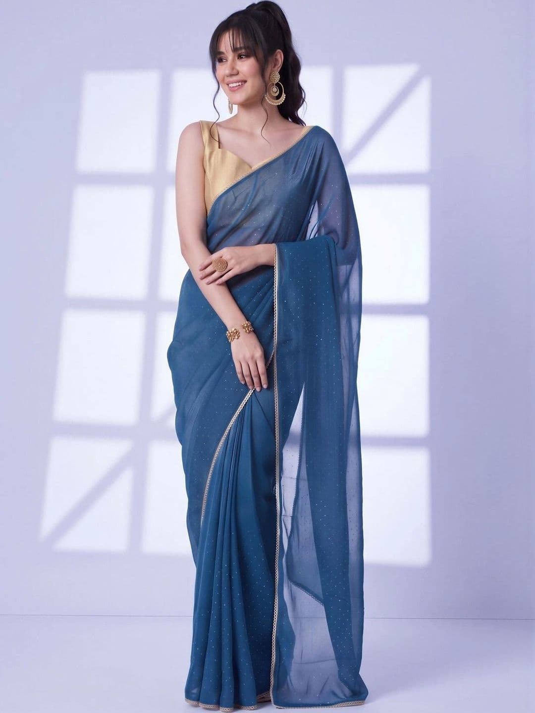 Saree mall Embellished Beads and Stones Silk Blend Designer Sarees thumbnail 6