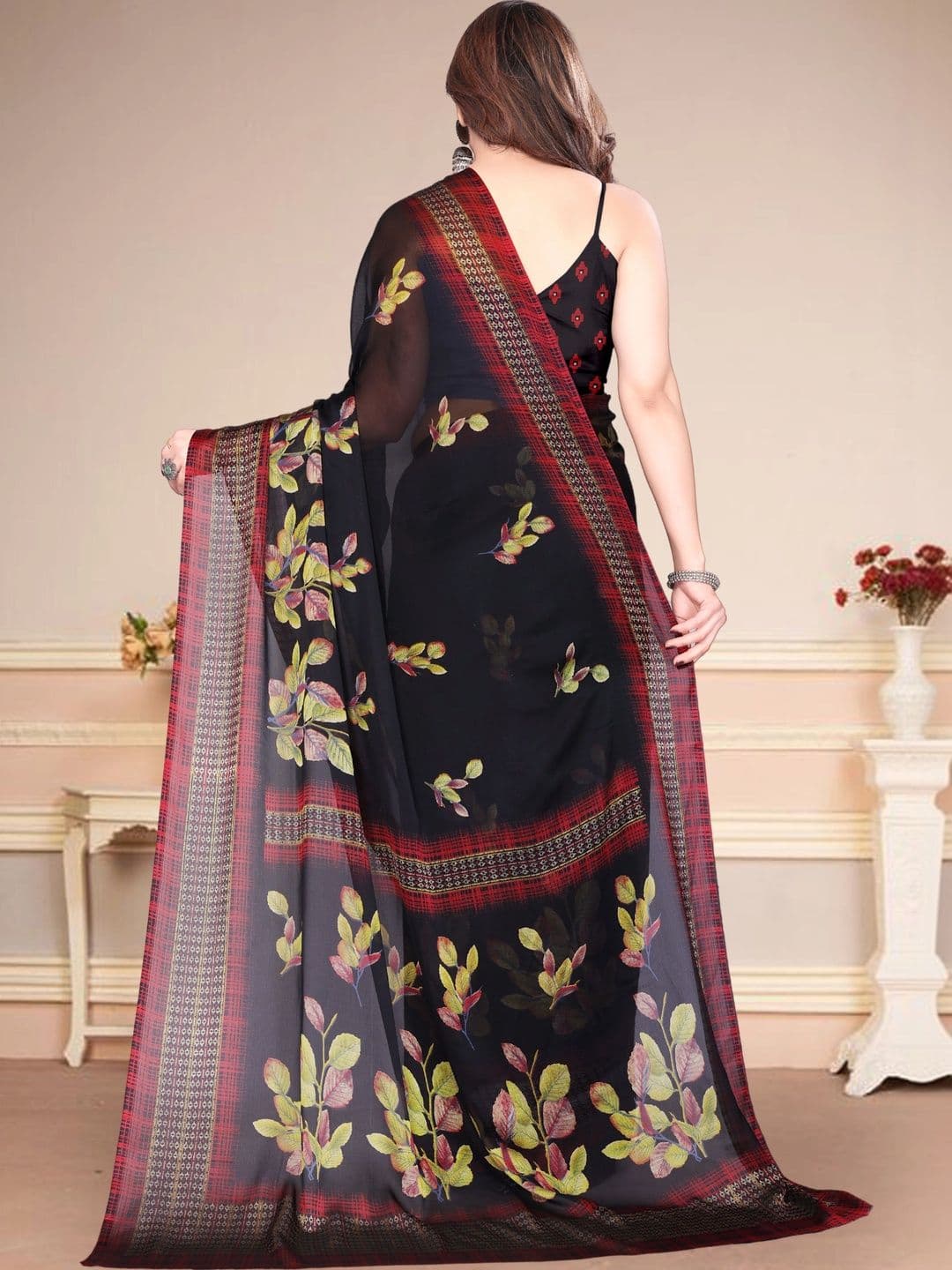 Owee Floral Pure Chiffon Designer Saree thumbnail 2