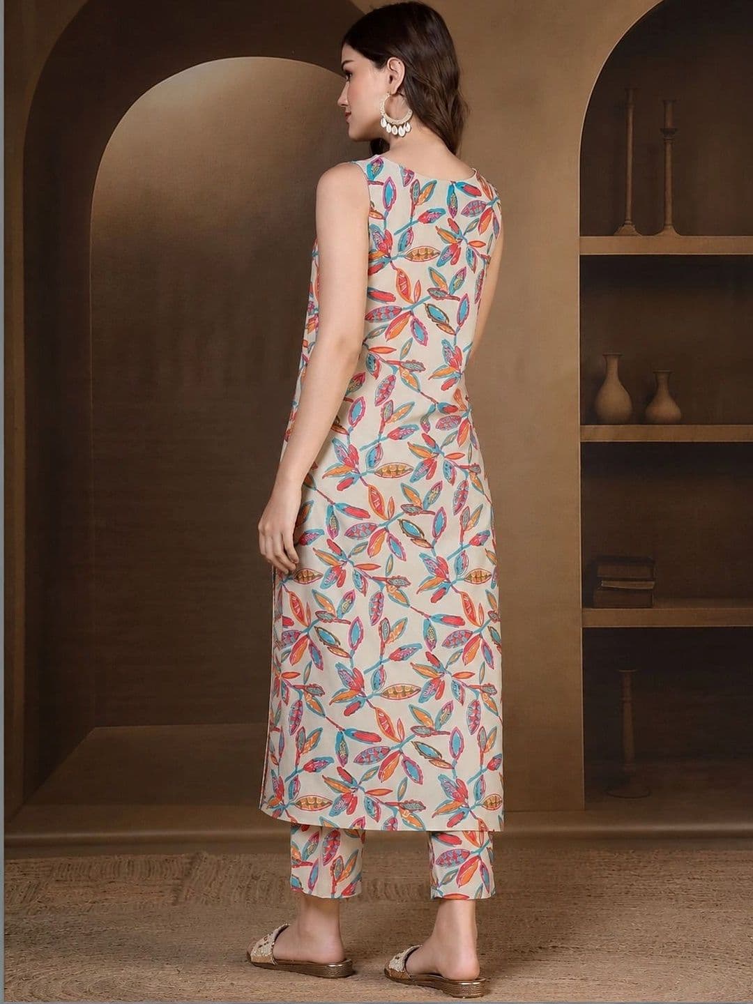 SANTOLIYA Women Floral Printed Indie Florals Kurta thumbnail 3