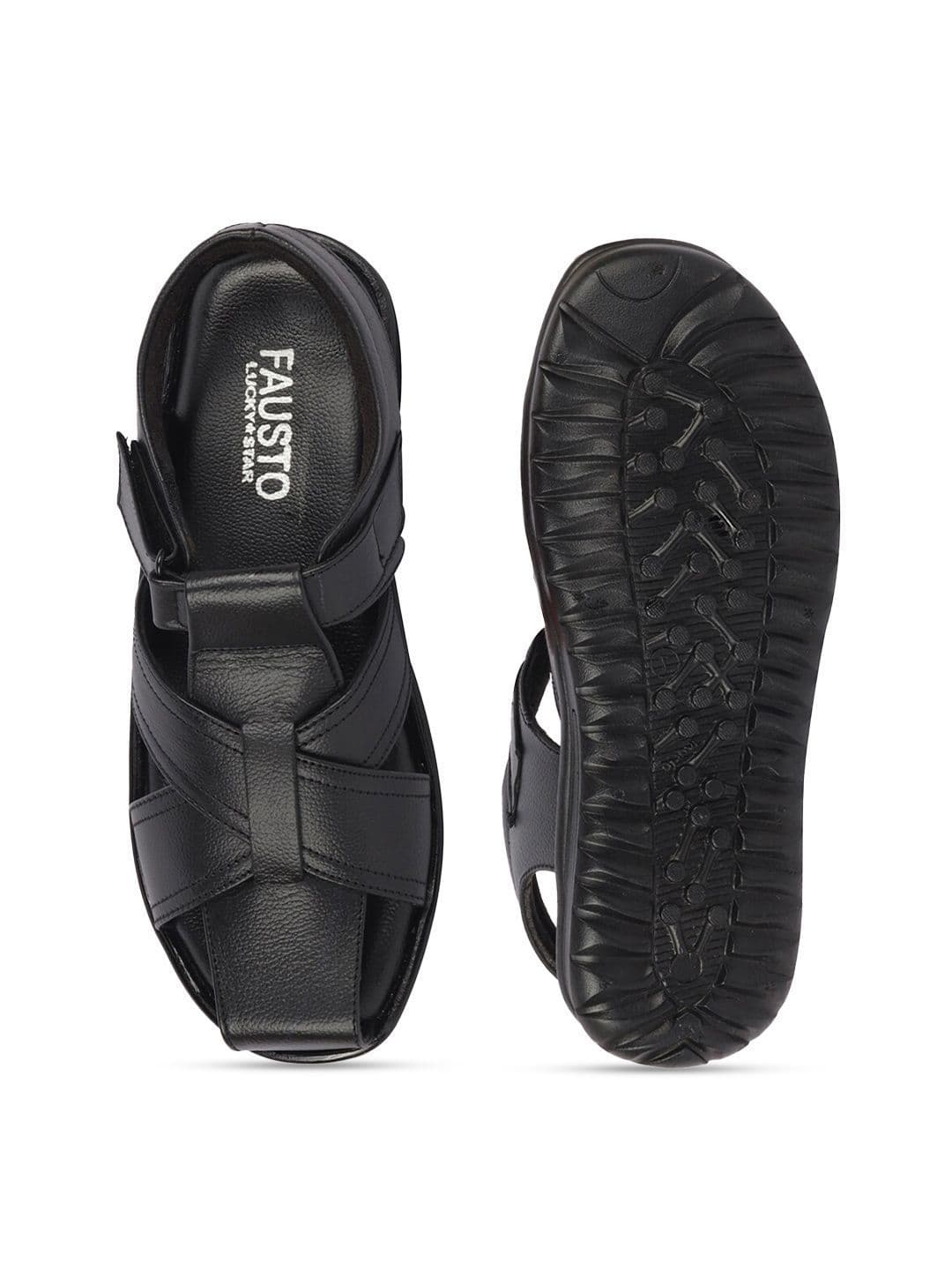 FAUSTO Men Textured Leather Fisherman Sandals thumbnail 5