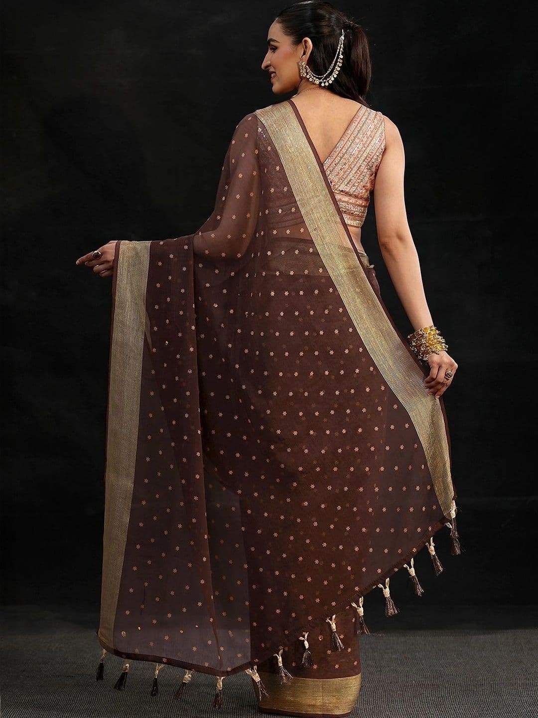 Libas Woven Design Zari Pure Chiffon Saree thumbnail 2