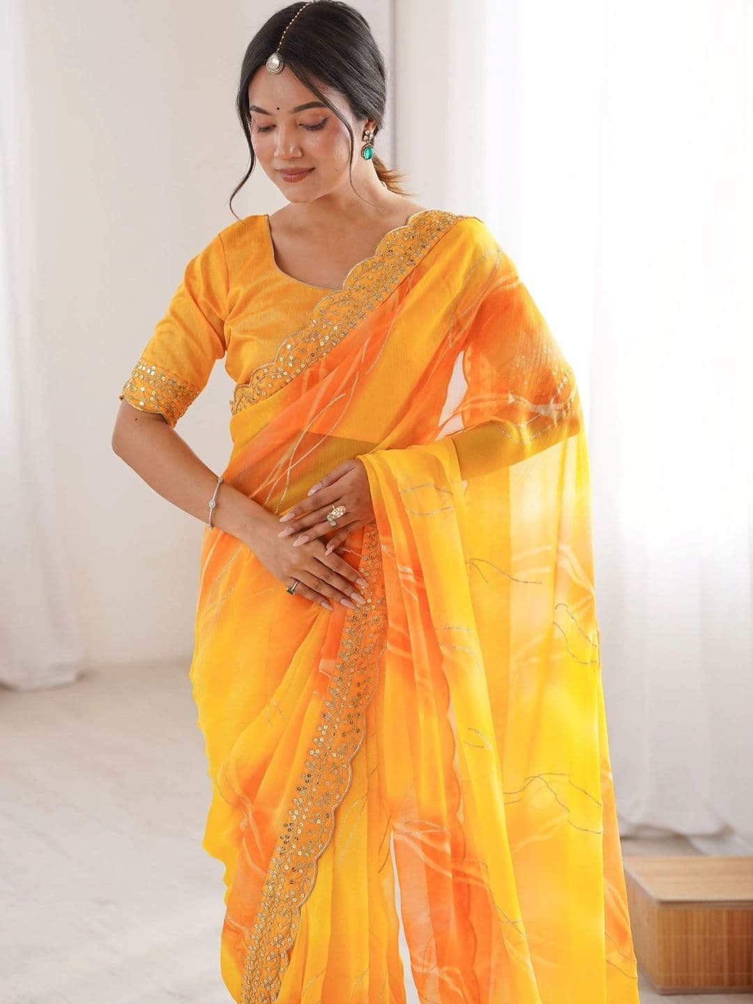 Mitera Leheriya Pure Georgette Saree thumbnail 6