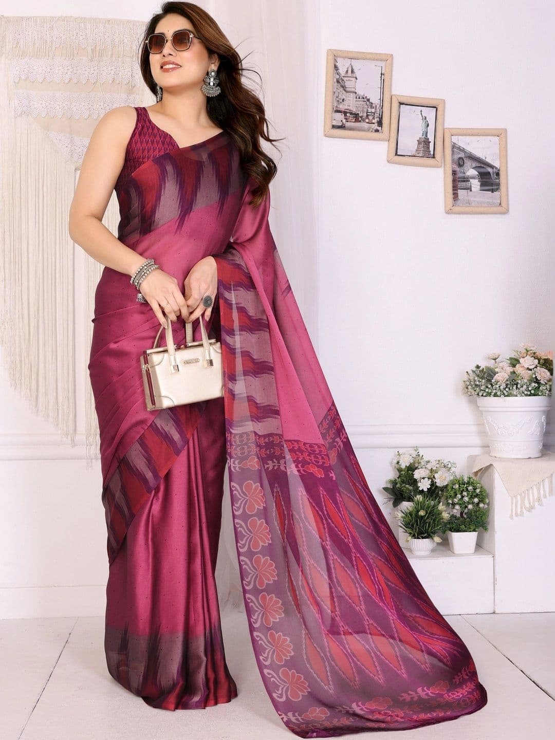 Owee Pure Chiffon Designer Saree thumbnail 5